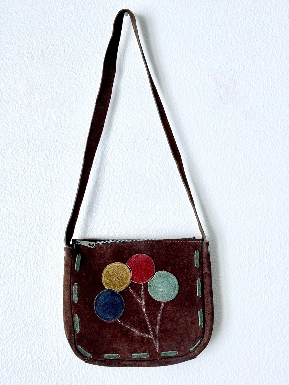 Vintage 70s By McDuff Sircos Brown Suede Balloon Design Shoulder Bag RARE